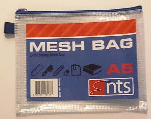Mesh bags A5 Assorted colour zip Pack 12
