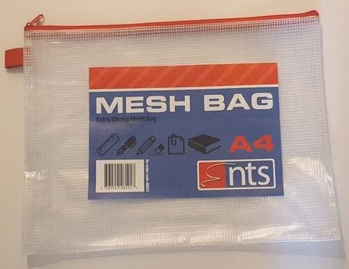 Mesh bags A4 assorted zip colours pack 12