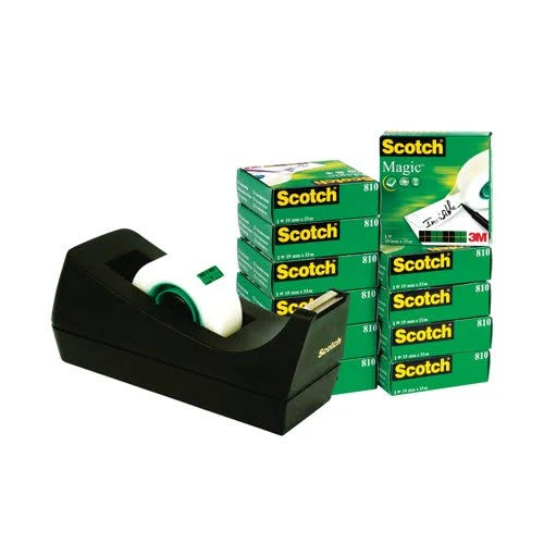 Stch Tape Scotch Magic Tape 810 19mmx33m (16 rolls) & Dispenser - Image 1