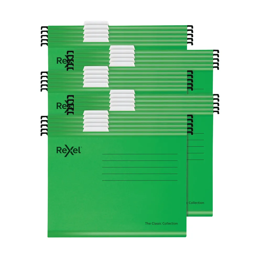 RX58101_01 Rexel Classic Suspension Files Foolscap Green (Pack of 25) - Image 1