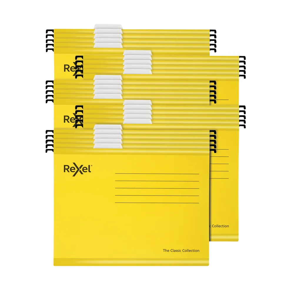 RX58103_01 Rexel Classic Suspension Files Foolscap Yellow (Pack of 25) - Image 1
