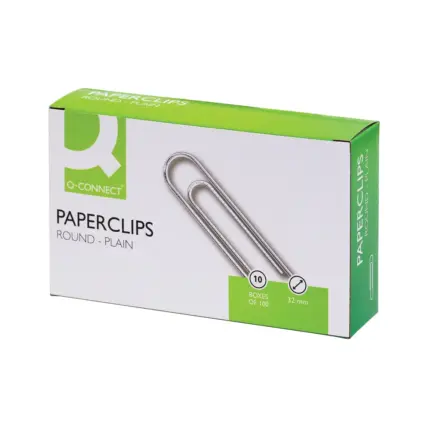 Q-Connect Paperclips Plain 32mm 100 Per Box  KF01314Q