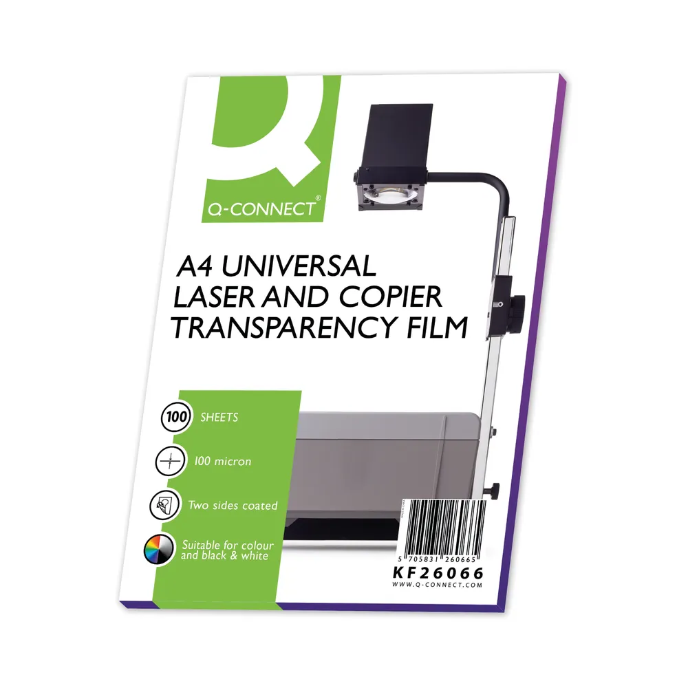 KF26066_01 Q-Connect Clear Over Head Projector Film (Pack of 100) KF26066 - Image 1