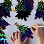 Christmas Tree Scratch Art Hanging Cutouts with Ribbons pack of 30