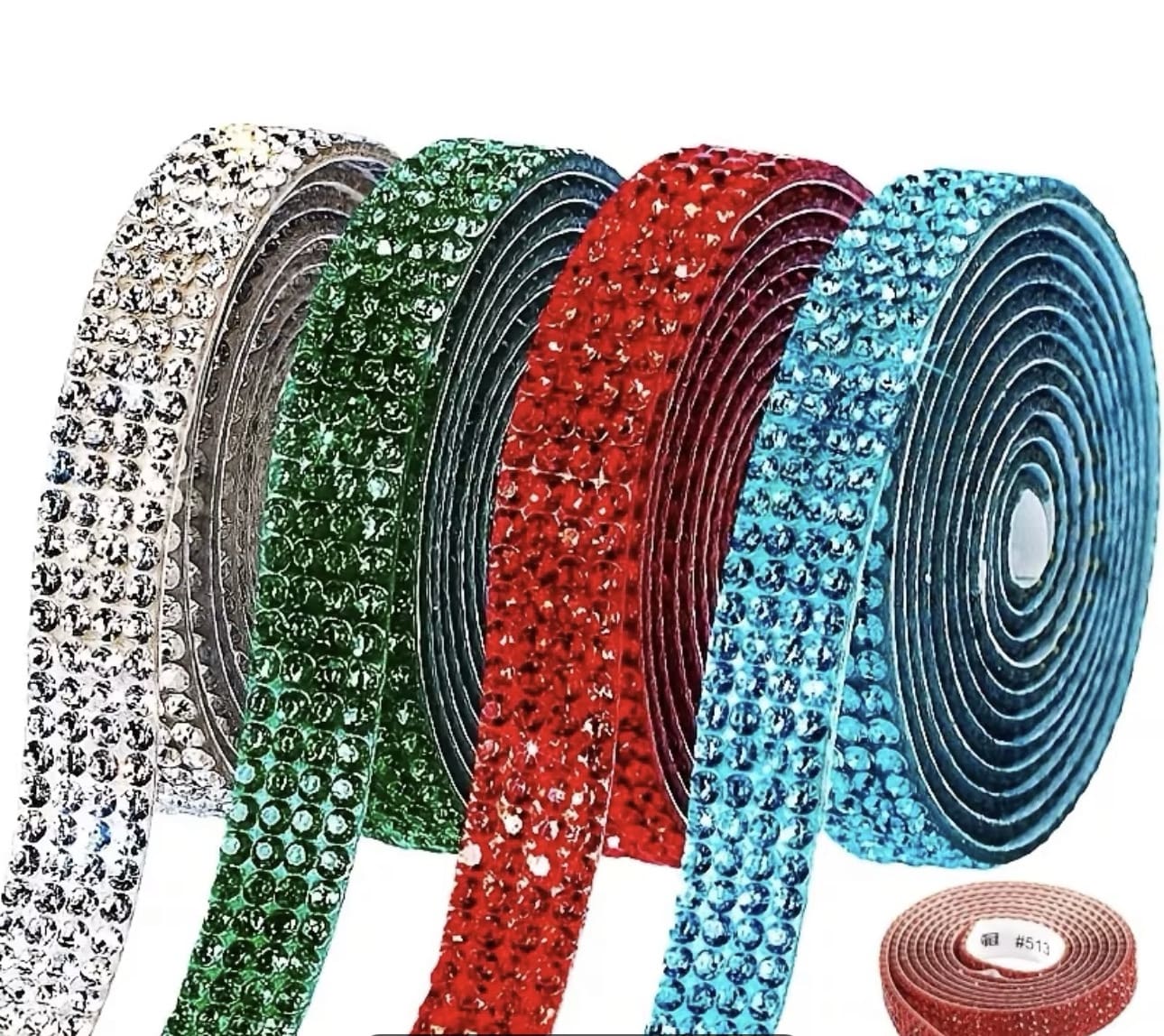 screenshot-4 4pcs Self Adhesive Rhinestone Ribbon Crystal Strips - Image 1
