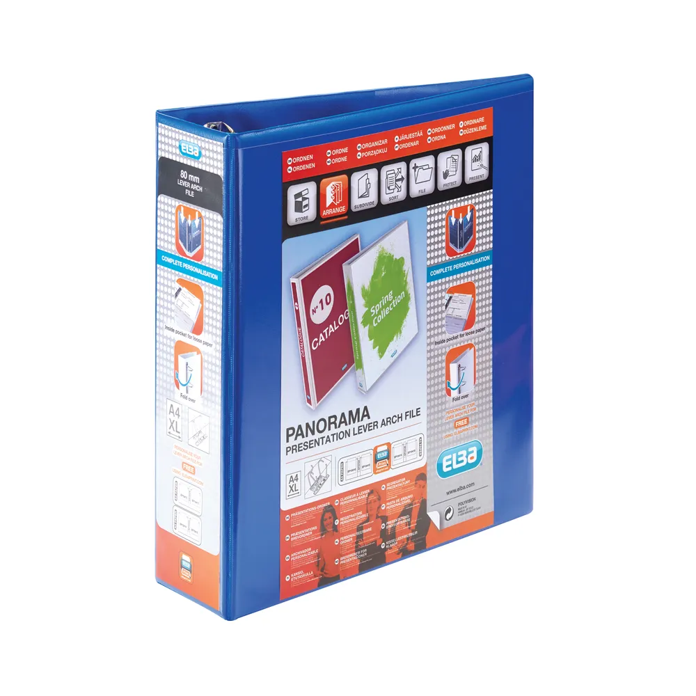 BX06574_01 Elba Panorama 65mm Lever Arch File A4 Blue Pack of 5 400008438 - Image 1
